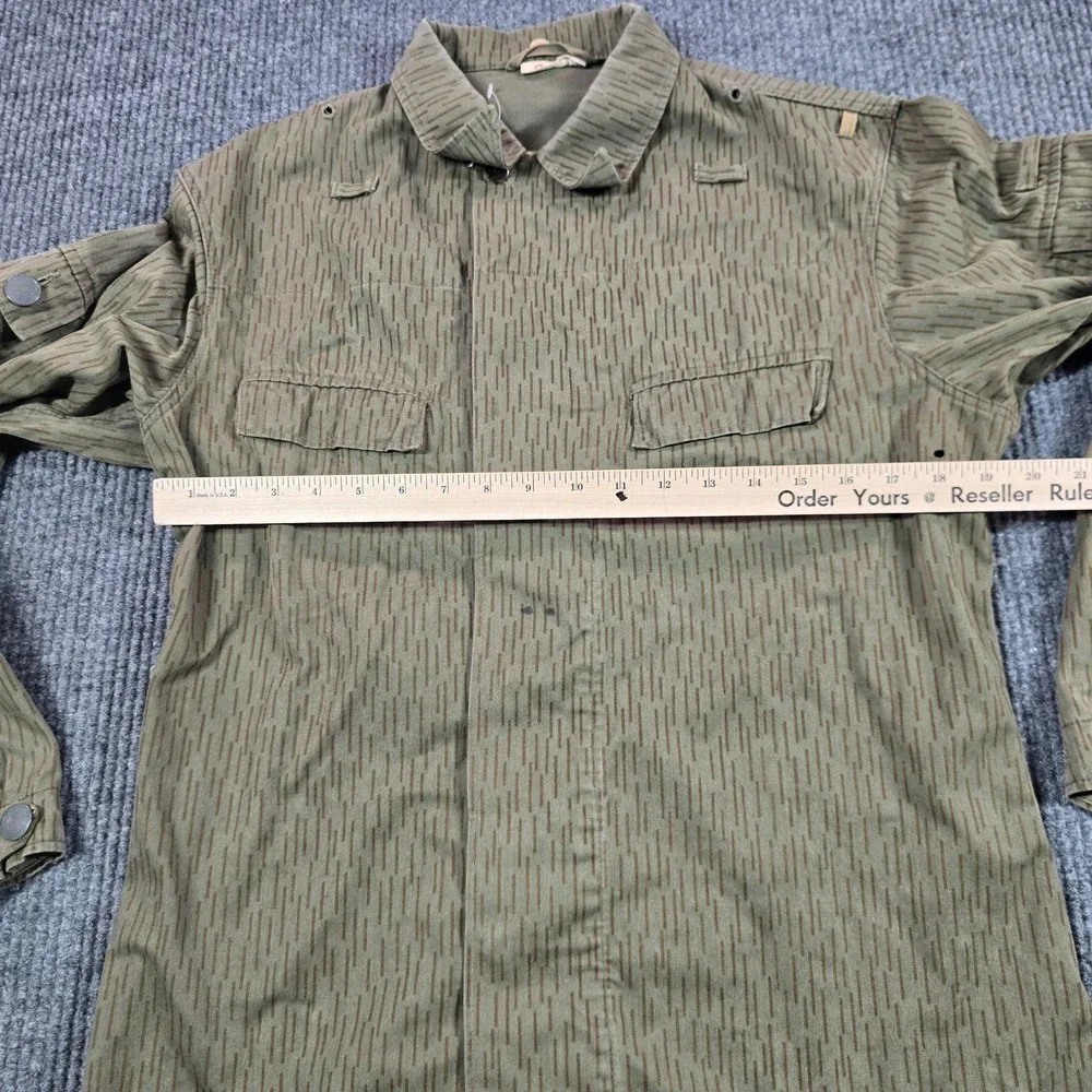 Vintage Military Jacket Mens G48 Green Rain Camo Cotton Button Front Army